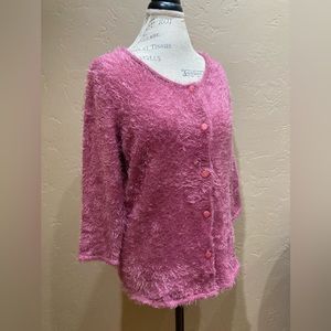 New York and Company Button Down Cardigan, Size Large, Dusty Rose/Dark Pink